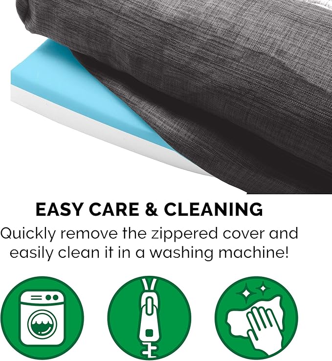 Furhaven Cooling Gel Dog Bed for Large/Medium Dogs w/ Removable Bolsters & Washable Cover, For Dogs Up to 55 lbs - Luxe Faux Fur & Performance Linen Sofa - Charcoal, Large-Mewly Pet