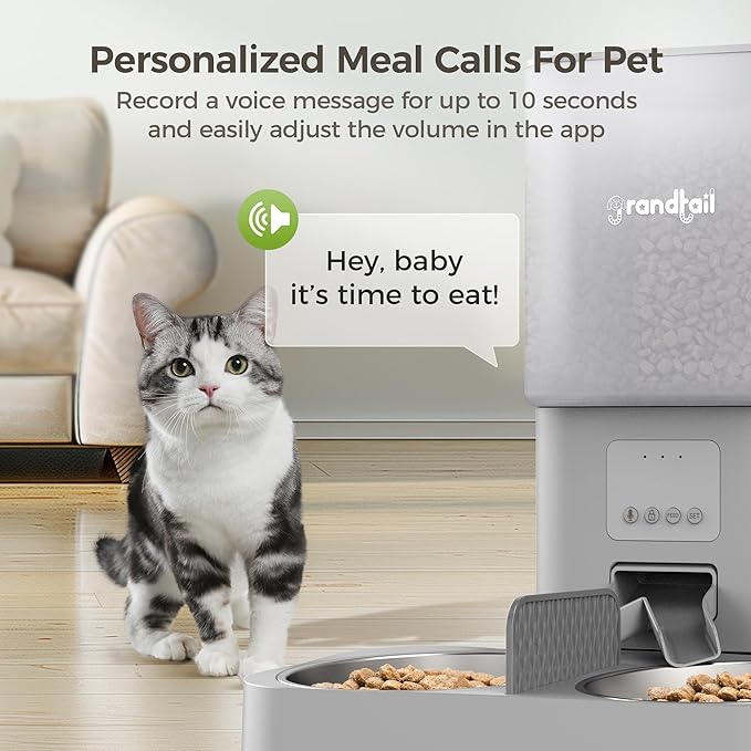 WiFi Automatic Cat Feeder with App - 6L Elevated Smart Food Dispenser for 2 Pets, Programmable 1-10 Meals, 2 Stainless Bowls & Dual Power-Mewly Pet