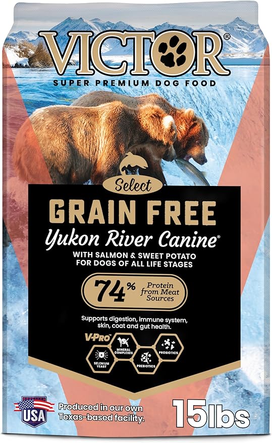 VICTOR Super Premium Dog Food – Grain Free Yukon River Canine – Supports Immune & Digestive Health for Dogs of All Life Stages – High Protein Dry Dog Food for All Normally Active Dogs, 15 lb-Mewly Pet