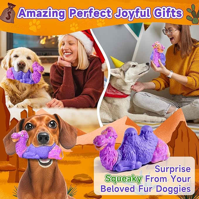 Tough Dog Toys for Aggressive Chewers, Durable Indestructible Nylon Dog Chew Toys for Large Medium Small Breeds, Squeaky Chew Toy for Puppy Teething, Interactive Dogs Toy Keep Them Busy (Wood Flavor)-Mewly Pet