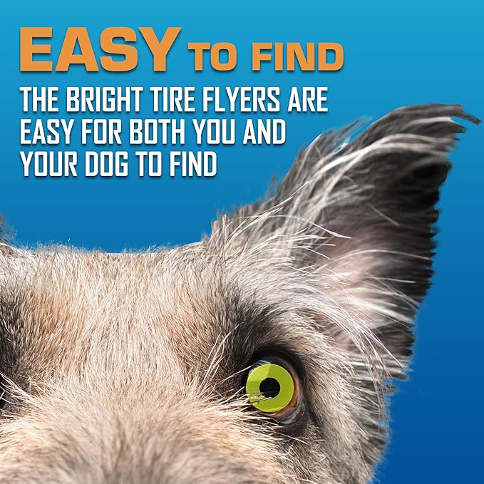 Nerf Dog Tire Flyer Dog Toy Gift Set, 10 Inch Flying Disc Dog Fetch Toys, Rubber Dog Toy for Medium Dogs and Large Dogs, Red, Translucent Green and Translucent Blue, 3 Count-Mewly Pet