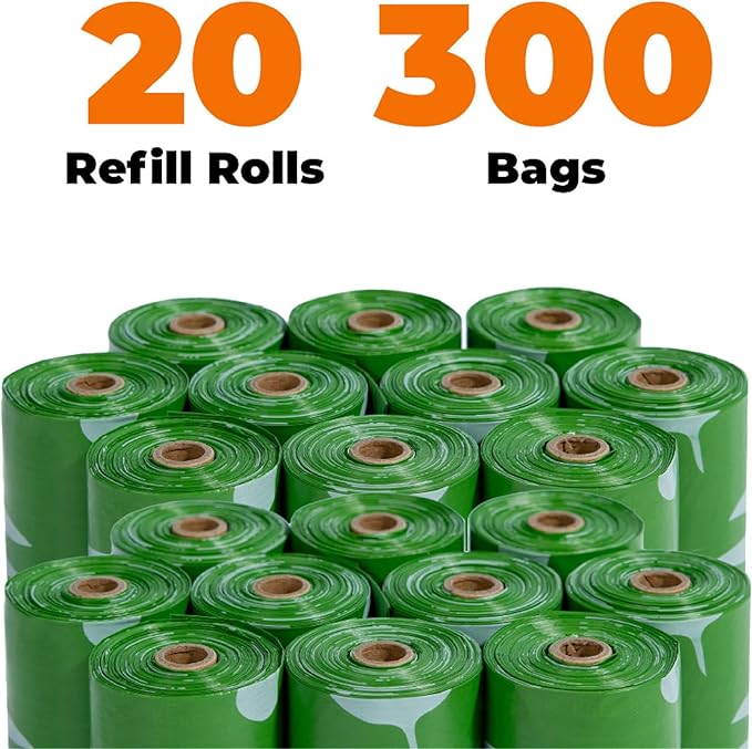 Best Pet Supplies Poop Bags for Dogs, 50% Post-Consumer Recycled Content dog waste bags on rolls, fits all poop bag holders for leashes - 300 Count, Green, Unscented-Mewly Pet