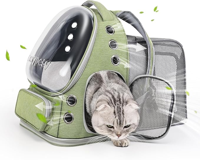 Expandable Cat Backpack,Cat Bubble Backpack Carrier for Carrying Cats, Pets and Small Dogs,Airline-Approved,Designed for Travel, Hiking, Walking,Car-Mewly Pet