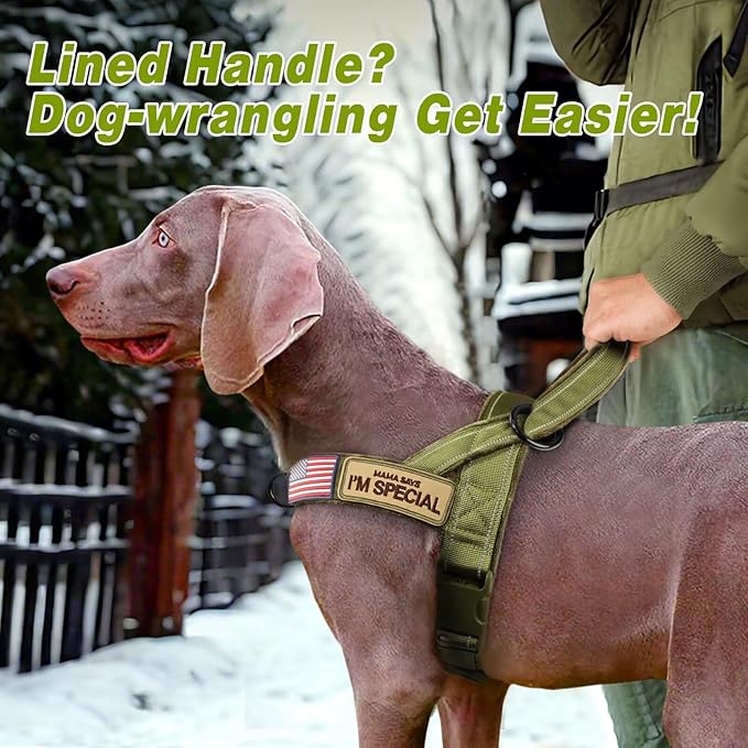 Forestpaw No Pull Dog Harness - Soft Flannel Padded Tactical Dog Vest Harness with Quick Release Buckle, Adjustable Reflective Pet Harness for Medium Large Dogs Walking Training,Green L-Mewly Pet