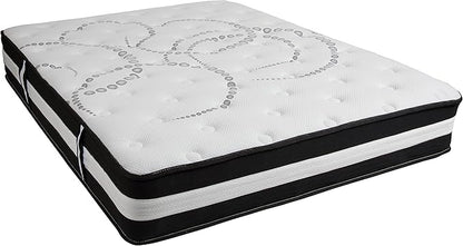 Flash Furniture Capri Comfortable Sleep 12" Hybrid Pocket Spring and Foam Mattress, Foam Pocket Spring Hybrid Mattress for Pressure Relief, Queen