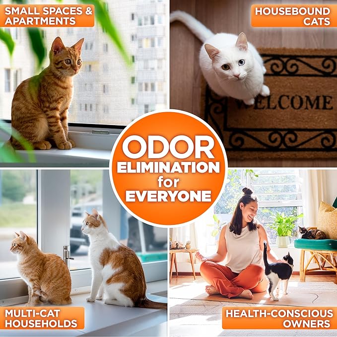 POOPH® LITTERIZER™ + Kitty Spray Bundle – Fragrance-Free Odor Eliminator for Litter & Cat Areas, Absorbs Moisture, Non-Toxic, No Harsh Chemicals, Patented Technology for Everyday Use-Mewly Pet