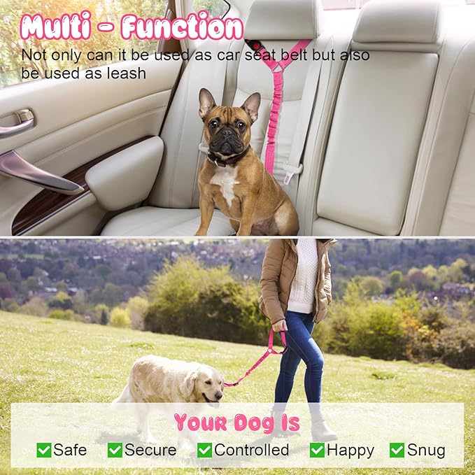 BWOGUE Pet Dog Cat Seat Belts, Car Headrest Restraint Adjustable Safety Leads Vehicle Seatbelt Harness (1 Pack)-Mewly Pet