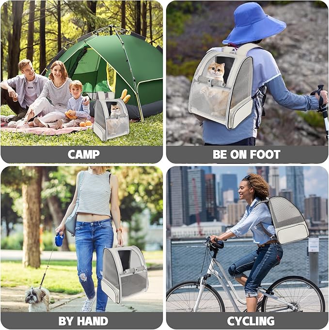 Cat Backpack Carrier,Pet Carrier Airline Approved for Small Dog Cat Puppy Kitten Bunny,Ventilated Mesh Design Animal Backpack for Hiking Camping Travel Bag (Creamy White)-Mewly Pet