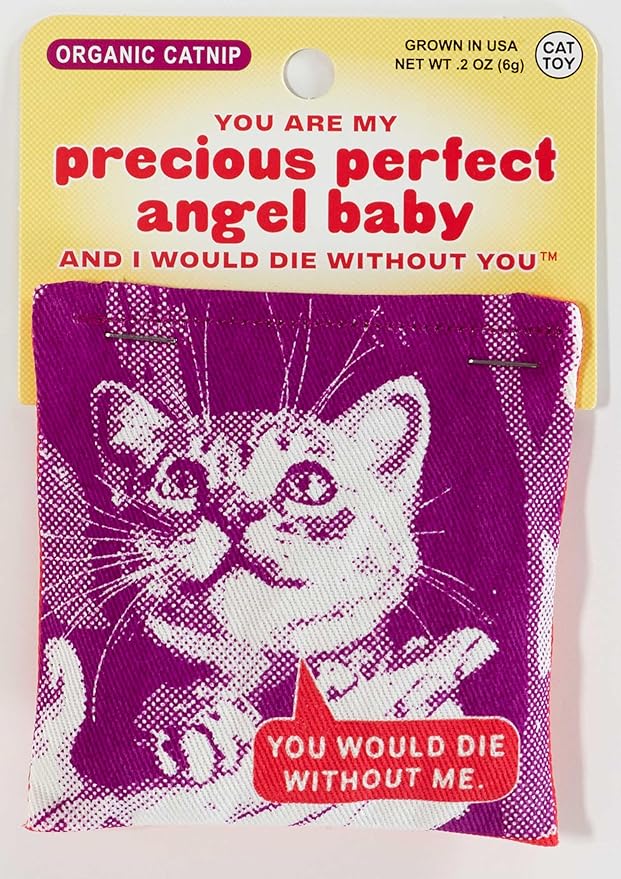 Blue Q You are My Precious Perfect Angel Baby Catnip Cat Toy. Premium Organic Catnip Grown in The USA, 100% Cotton Pouches, Kitty Graphics Sure to Delight Every Cat-Keeper.-Mewly Pet