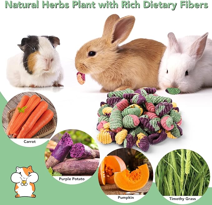 VESPRO Rabbit Toys for Bunnies Rabbit Chew Toys for Teeth Bunny for Rabbits Guinea Pig Chew Treats Toys,Timothy Hay Sticks for Chinchillas Hamsters Bunny Guinea Pig Rats and Animals Teeth Care-Mewly Pet