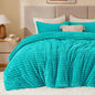 BEDELITE Fleece Queen Comforter Set -Super Soft & Warm Fluffy Teal Bedding, Luxury Fuzzy Heavy Bed Set for Winter with 2 Pillow Cases