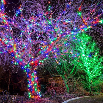 BrizLabs Colored Christmas Lights, 139.2ft 600 Count Christmas Tree Lights, 120V UL Certified Connectable Incandescent Mini Light String Set for Outdoor Indoor Xmas Party Garden Home Decor