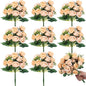 Zeyune 8 Pack 12 Inch Valentines Artificial Rose Bouquet Silk Roses Flowers Bunches Bulk Fake Roses for Wedding Bridal Home Office Garden Parties Decoration(Champagne)