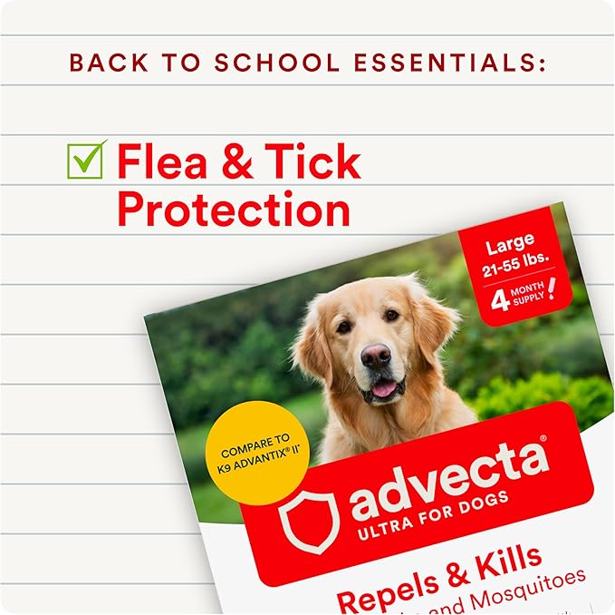 Ultra Flea And Tick Prevention For Dogs - Dog and Puppy Treatment and Control - Mosquito Repellent - Large, Fast Acting Waterproof Topical Drops, 4 Month Supply-Mewly Pet