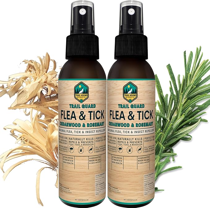 Trail Guard Natural Extra Strength Insect, Flea and Tick Spray for Dogs, Cats, People & Home (2Pack 4oz, Cedarwood & Rosemary)-Mewly Pet