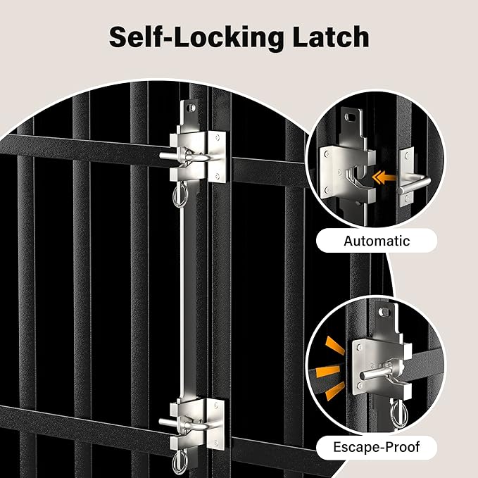 38 inch Heavy Duty Dog Crate with Self-Locking Latch, Indestructible Steel Large Kennel with Enclosed Design, Chew-Proof and Escape-Proof Pet Cage for High Anxiety Dogs-Mewly Pet