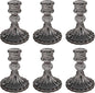 Glass Candlestick Holder,Striped Taper Candle Holders,Set of 6 Candle Stand for Table Centerpieces, Home Decor,Weddings,Festival and Parties (Grey Stripe Pattern)