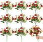 Zeyune 8 Pack 12 Inch Wedding Bouquets for Bride Bridesmaid Orange and Champagne Artificial Rose Bouquet Fake Silk Roses Flowers Bunches Bulk for Home Office Garden Parties Decoration
