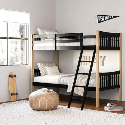 Storkcraft Caribou Twin-Over-Twin Bunk Bed (Black with Natual) – GREENGUARD Gold Certified, Converts to 2 Individual Beds