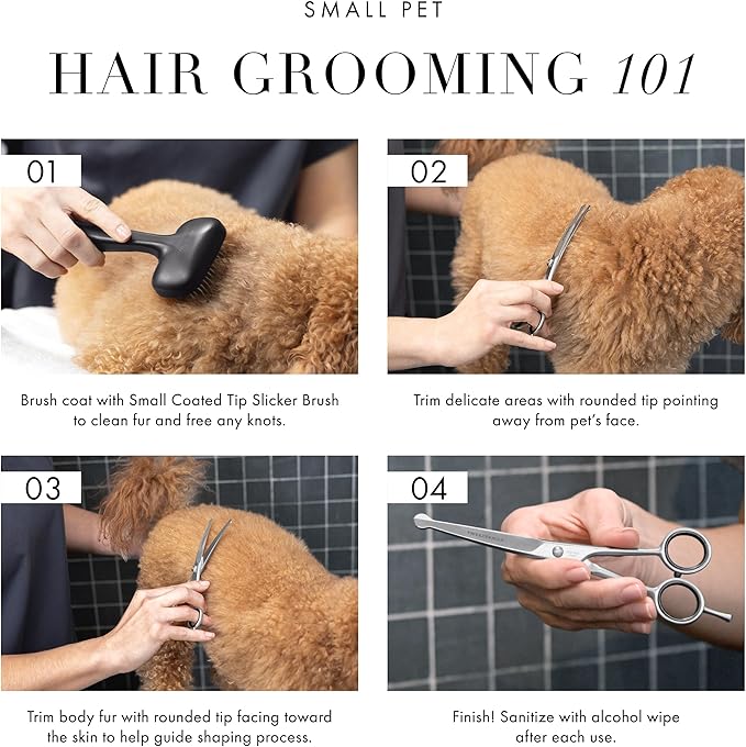 Tweezerman 7" Pet Grooming Scissors with Safety Round Tips, Professional Curved Grooming Shears for Dogs and Cats-Mewly Pet