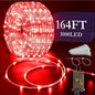 KNONEW 164FT 1000LED Rope Lights for Outside,Outdoor String Lights Waterproof 8 Modes Clear Tube Light for Indoor,Bedroom,Wedding,Garden,Patio,Christmas,Tree,Rv,Holiday Decoration(Red)