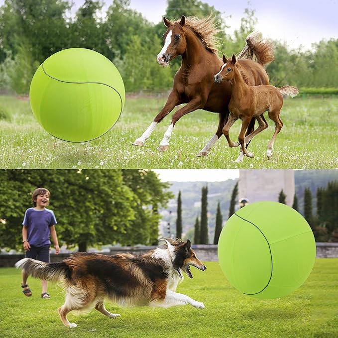 Herding Ball for Dogs & Horses - 25" with Cover Large Green Ball with Pump-Mewly Pet