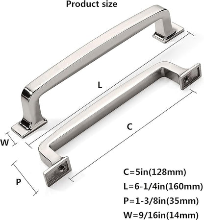 KhTumeWare 2 Pack 5 Inch Polished Nickel Cabinet Pulls and Drawer Handles