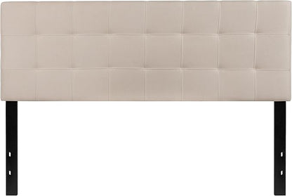 Flash Furniture Bedford Box Stitch Tufted Upholstered Queen Size Headboard in Beige Fabric