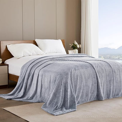 Exclusivo Mezcla Fleece Throw Blanket Extra Large, Super Soft and Warm Blankets for Couch, Sofa and Bed Waffle Textured, Cozy, Fuzzy and Lightweight (Mixed Navy Blue, 50x70 Inches)