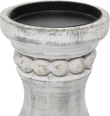 Deco 79 Wood Solid Candle Holder, Set of 3 12", 9", 7"H, Gray