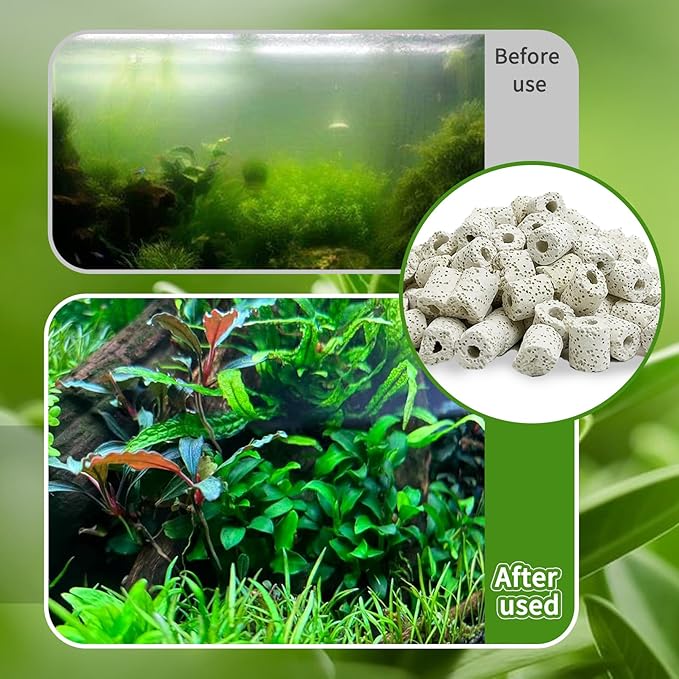 Hamiledyi 4 LB Aquarium Filter Media Bio Balls Ceramic Rings Media with Mesh Bag for Fish Tank and Pond Canister Biological Biofilter Filter (White)-Mewly Pet