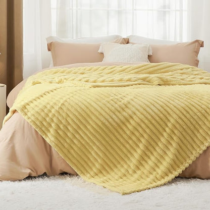 Bedsure Yellow Queen Blanket for Couch - GentleSoft Cozy Soft Blankets for Women, Cute Small Fleece Throws for Girls, Birthday Gifts for Women, Mothers Day Decor Gifts for Mom, 90x90 Inches