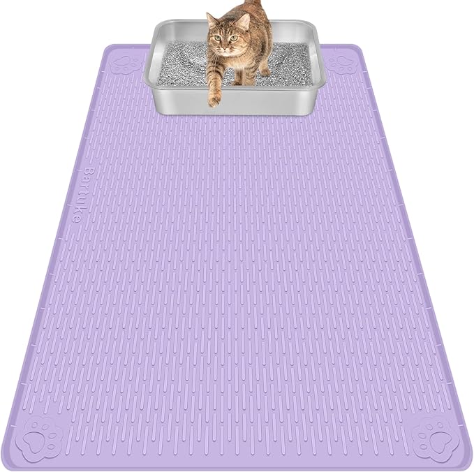 Cat Litter Mat, Extra Large 40" x 28" Silicone Mat Litter Trapping Mat for Scatter Control, Soft on Kitty Paws, Easy to Clean (Purple)-Mewly Pet