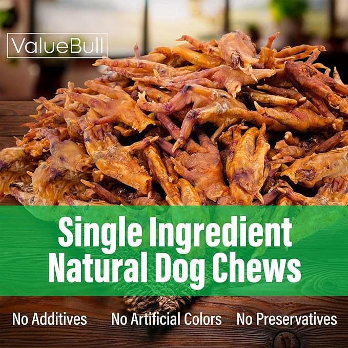 ValueBull Chicken Feet for Dogs, 400 Count Bulk Pack - All Natural Dog Chew, Hip and Joint Chew, Single Ingredient Dog Treat-Mewly Pet