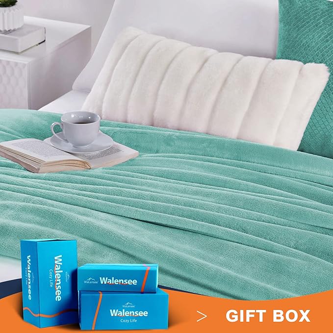 Walensee Fleece Blanket Plush Throw Fuzzy Lightweight (King Size 108x90 Light Blue) Super Soft Microfiber Flannel Blankets for Couch, Bed, Sofa Ultra Luxurious Warm and Cozy for All Seasons