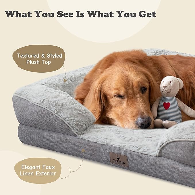 Orthopedic Dog Bed for Large Dogs - Big Washable Dog Sofa Beds Large, Supportive Foam Pet Couch Bed with Removable Washable Cover, Waterproof Lining and Nonskid Bottom-Mewly Pet