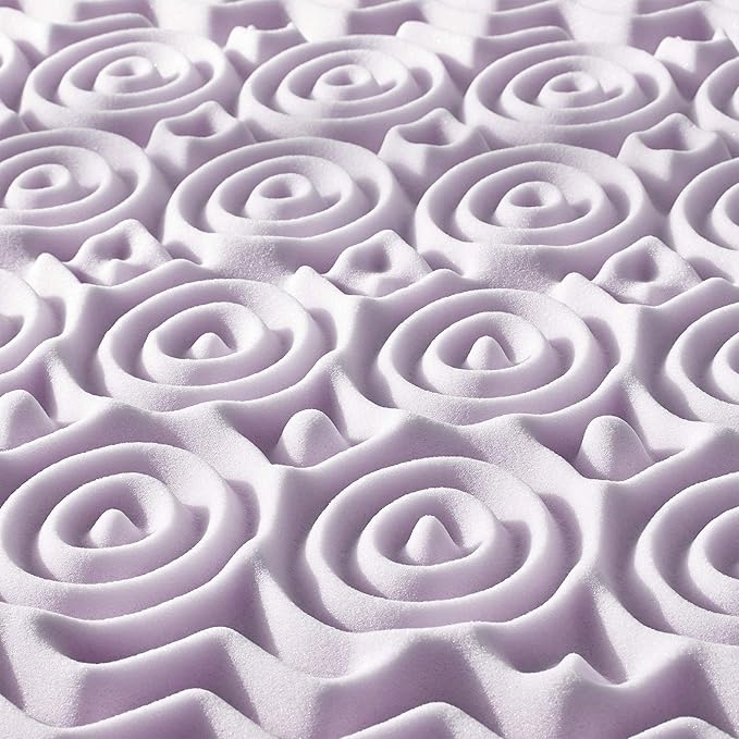Mellow 3 Inch 5-Zone Memory Foam Mattress Topper, Soothing Lavender Infusion, Dorm Essentials, Queen