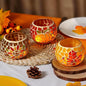 Nefelibata Fall Candle Holder Set of 3 Mosaic Maple Leave Sunflower Tealight Holder Pumpkin Glass Thanksgiving Votive Candle Holder Thanksgiving Party Dinner Table Centerpieces (No Candle Included)