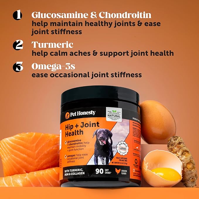 Hip & Joint Health - Glucosamine for Dogs Soft Chews, Joint Supplement for Dogs with Glucosamine Chondroitin, MSM, Turmeric, Anti Inflammatory, Support + Mobility (Chicken 90ct)-Mewly Pet