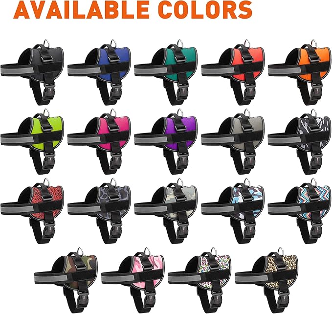 Dogline Dog Harness, Reflective No-Pull Adjustable Vest with Handle for Walking, Training, Breathable, No - Choke Harness for Small, Medium or Large Dogs Room for Patches Girth 27 to 34 in Orange-Mewly Pet