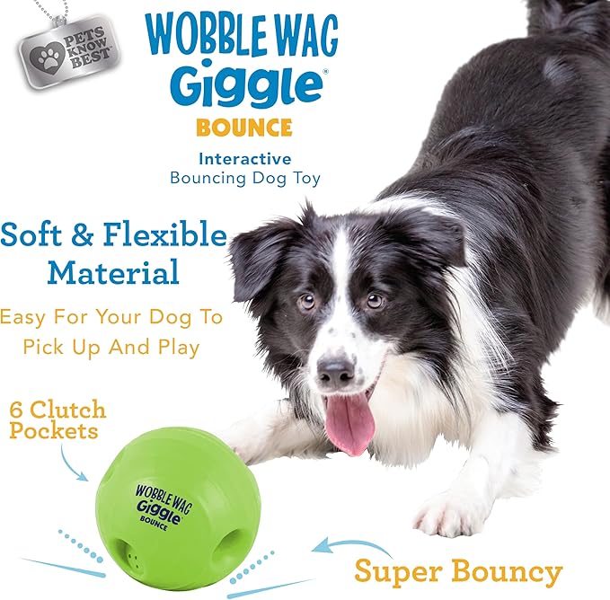 Wobble Wag Giggle Bounce Interactive Dog Toy- Sound Making Bouncing Ball for Dogs Ages Indoor & Outdoor Play, Soft & Durable with Easy Grip Design- Pets Know Best-Mewly Pet