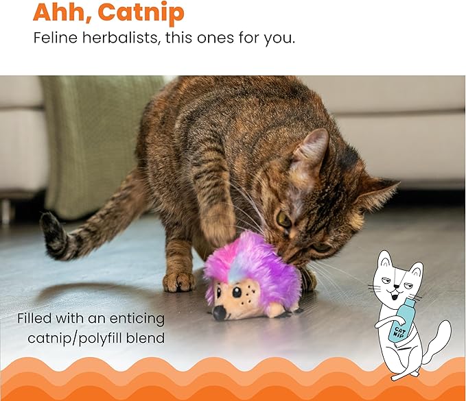 Catstages Catnip Plushies Hedgehog Multicolored Plush Catnip Cat Toy-Mewly Pet