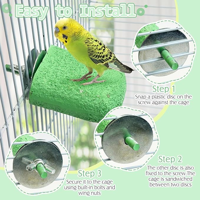 PINVNBY 5 Pack Bird Perch Resin Bird Beak Grinding Stone Parrot Cage Perch Stand Platform Foot Claws Trimmer Chew Toy Bird Cage Accessories for Budgie Cockatiel Conure Lovebird Finch (Green)-Mewly Pet