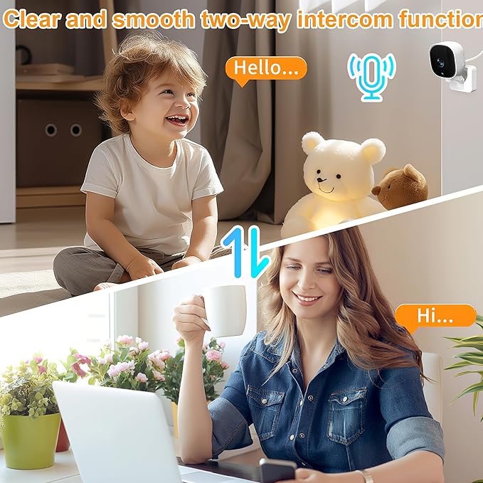 Indoor Cameras for Home Security with Color Night Vision & Siren, 2-Way Audio for Pet/Dog/Baby/Nanny, 2.4GHz WiFi Camera, Cloud & SD Card Storage-Mewly Pet