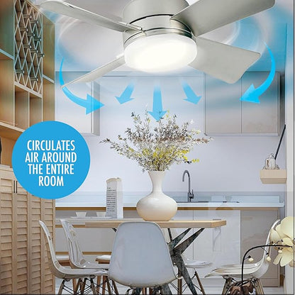 Bell+Howell Socket Breeze Cool Light Deluxe Silver – Ceiling Fans with LED Lights and Remote Control, Replacement for Lightbulb - Bedroom, Kitchen, Living Room,1000 Lumens / 5000 Kelvins