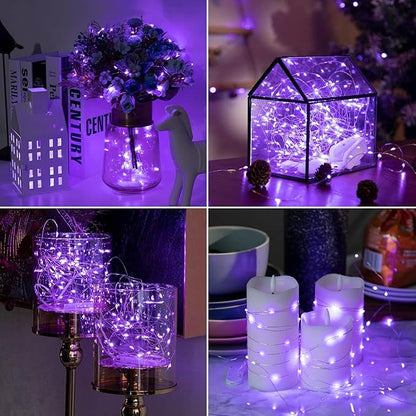 HXWEIYE 6 Pack Purple Fairy Lights Battery Operated, 7ft 20LED Mini Fairy String Lights Mason Jar Lights, Waterproof Firefly Starry Lights for DIY Wedding Party Bedroom Patio Christmas Décor