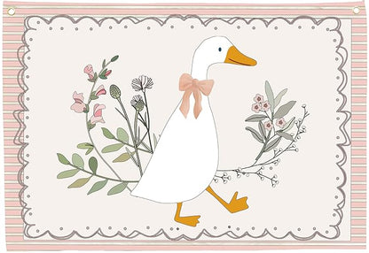 Silly Goose Nursery Rectangular Canvas Banner-Boho Flag Wall Sign Decor for Girls Toddler Kids, Baby Room Above Crib Bedroom Playroom Reading Room Decor-Baby Shower Birthday Christmas Gift