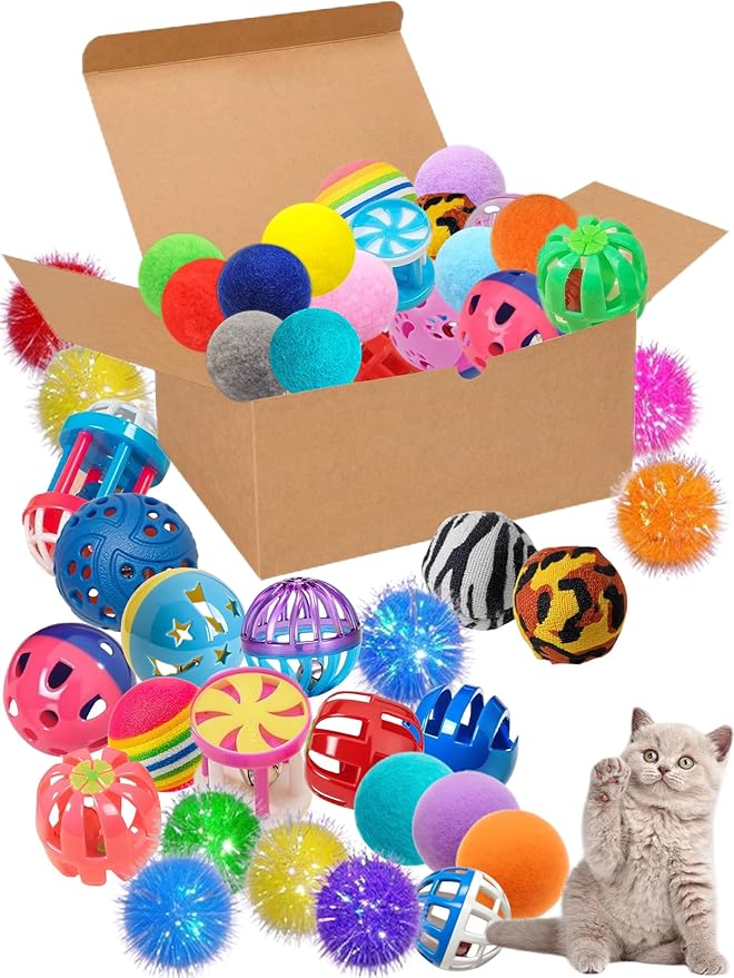 40-Piece Cat Toy Set for Indoor Cats and Kittens (1.5'' - 2.3'', Cat Toys Ultimate Pack)-Mewly Pet
