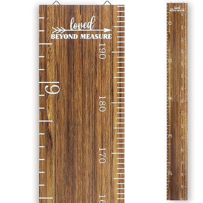 Eersida Growth Chart for Wall Kids Height Growth Chart Wooden Ruler Nursery Wall Decor Boys Girls Height Measurement Loved Beyond Measure for Room Hanging Decor(Novel Style)