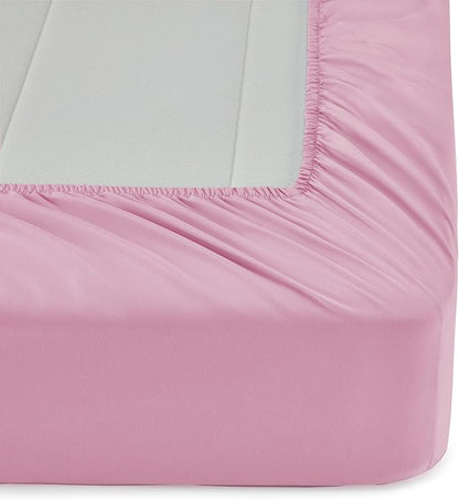 Amazon Basics 5 Piece Soft Microfiber Kid's Bed-in-a-Bag Bedding Set, Twin, Pink, Solid